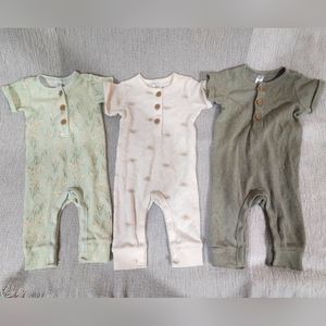Set of 3 Waffle Knit Rompers 6-9 months
